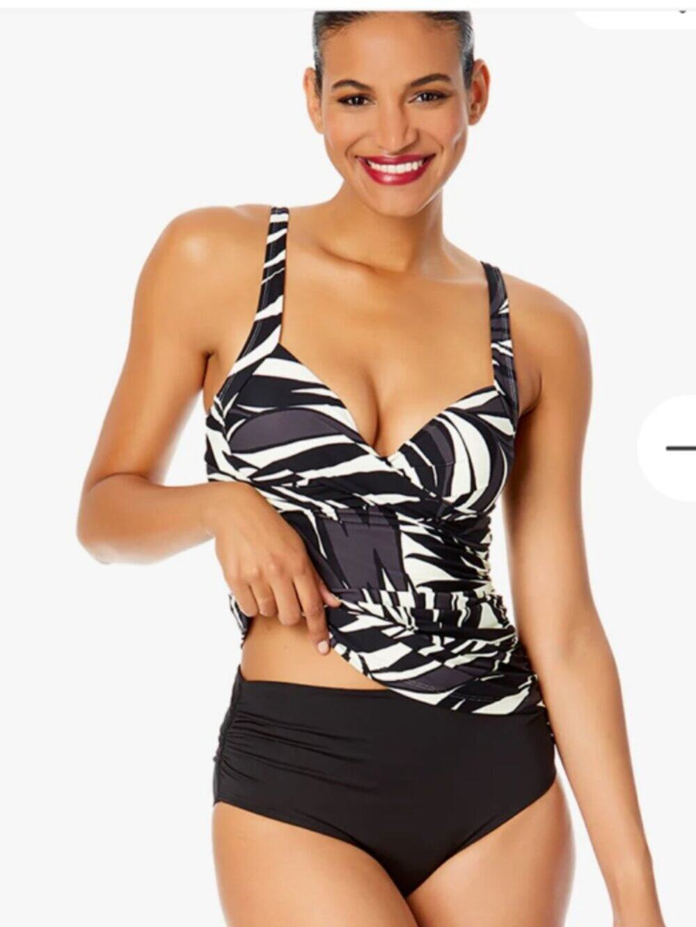 Anne Cole Palm Chic Tankini Underwire Swim Top New with Tags 34C / 36B